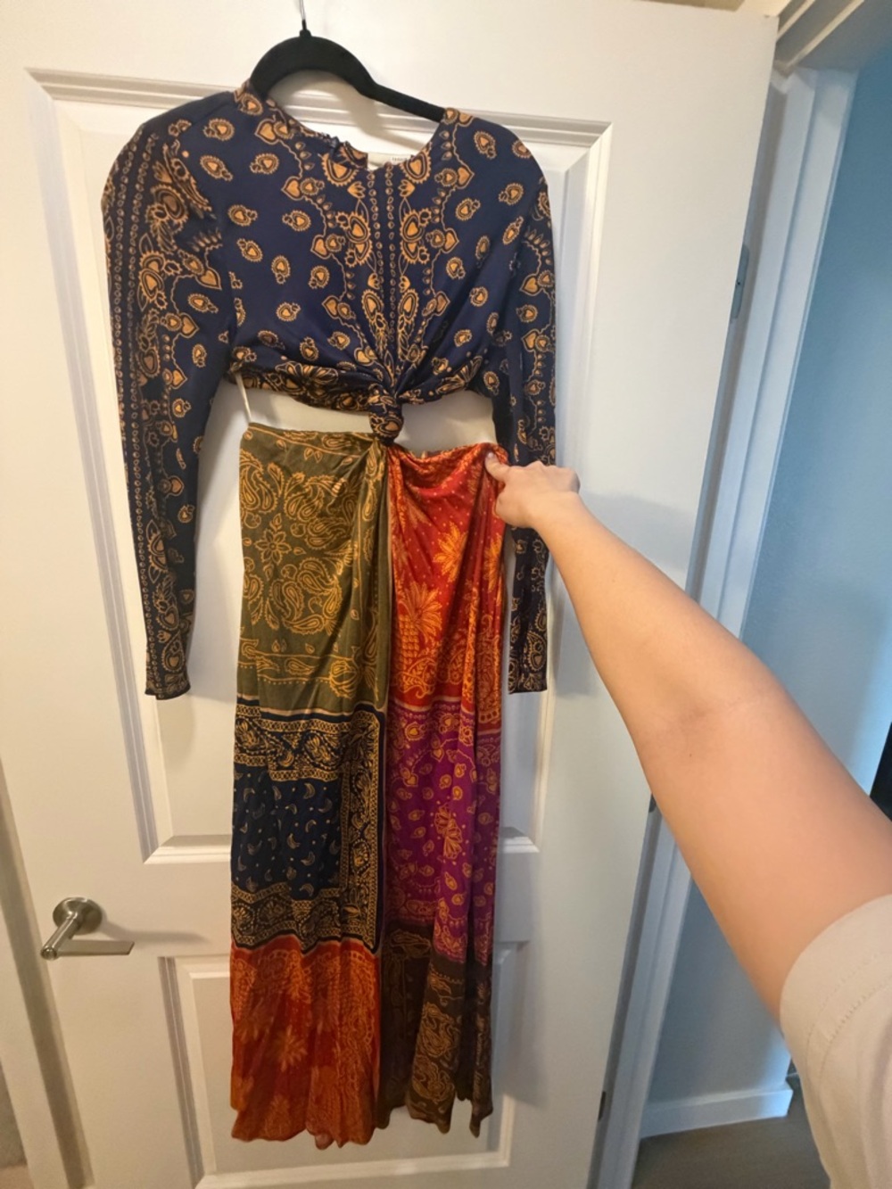 FARM Rio Multi/Blue Bohemian Patchwork Maxi Dress
